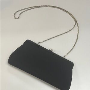 Source Unknown Black Clutch with Silver Chain